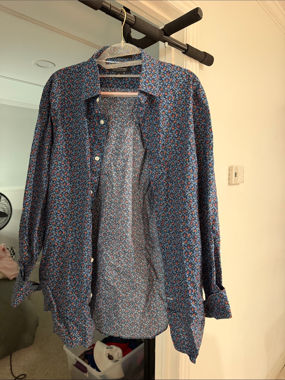 Banana Republic Navy Blue Floral Button-Down Shirt